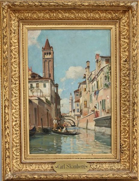 Kanalmotiv Fran Rio Di San Barnaba, Venedig Oil Painting by Carl Skanberg