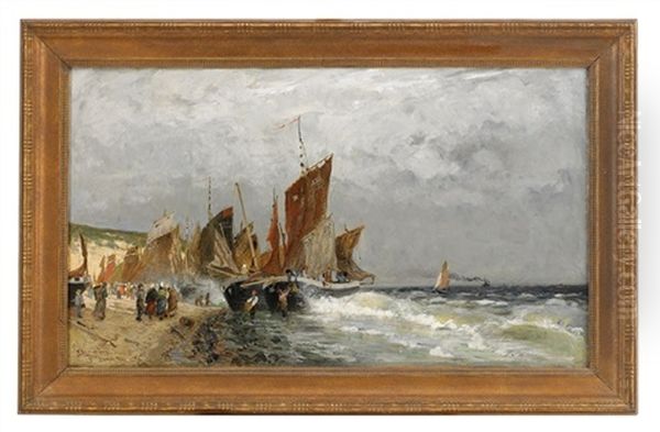 Hemvandande Fiskeflotta Oil Painting by Carl Skanberg