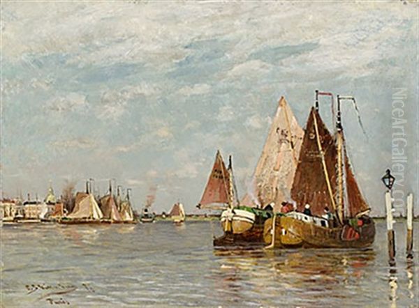 Fiskeskutor, Holland Oil Painting by Carl Skanberg