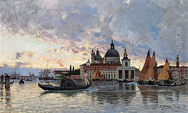 Gondoler Och Fartyg Pa Kanalen, Venedig Oil Painting by Carl Skanberg