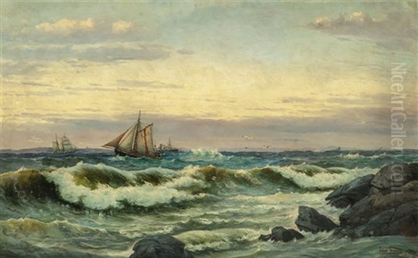 Norwegian Coast Oil Painting by Edvard Skari