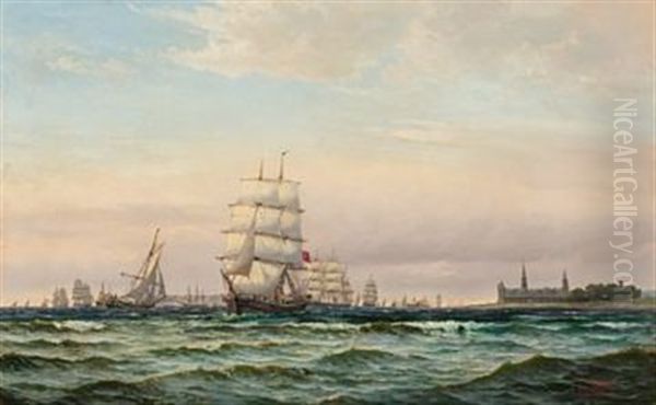 Skipstrafikk I Oresund Oil Painting by Edvard Skari