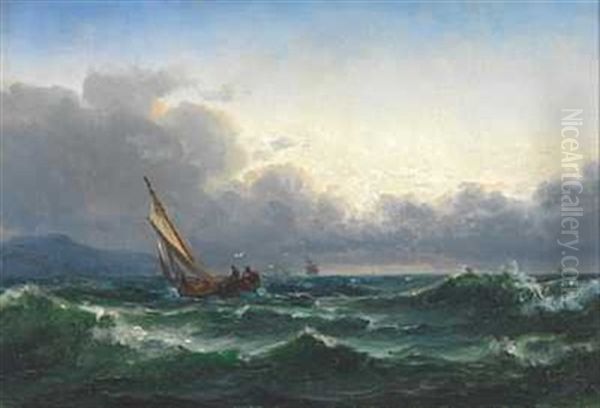 Bater Langs Kysten Oil Painting by Edvard Skari