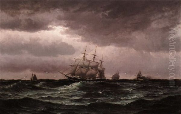 For Fulle Seil Oil Painting by Edvard Skari