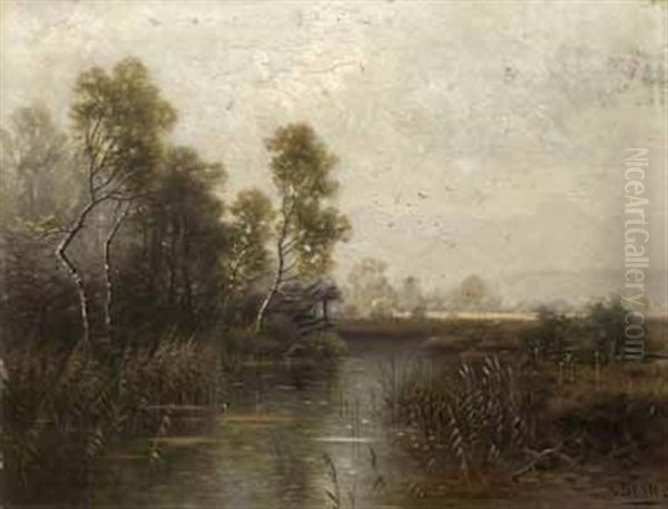 Abendstimmung Im Aiblinger Moor Oil Painting by Ludwig Skell