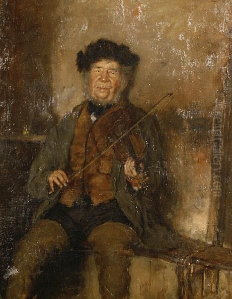 The Violin Player Oil Painting by Carl Bragger