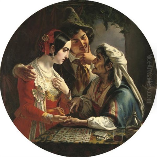 The Fortune Teller Oil Painting by Mikhail Ivanovich Skotti