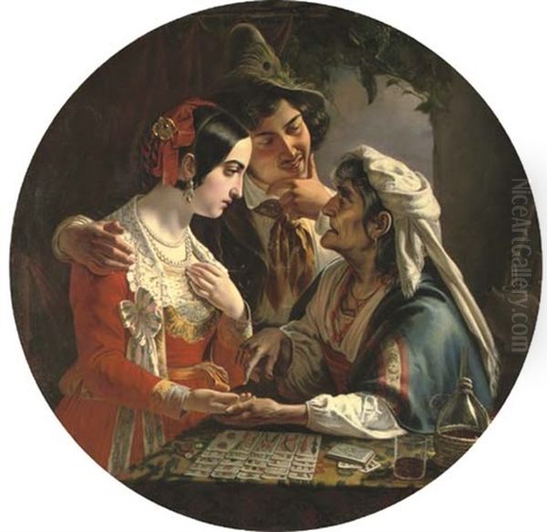 The Fortune Teller Oil Painting by Mikhail Ivanovich Skotti