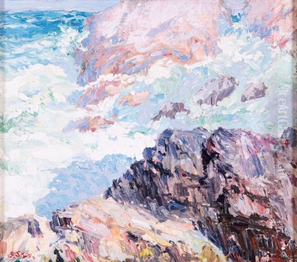 Rocky Seascape Oil Painting by Sigurd Skou