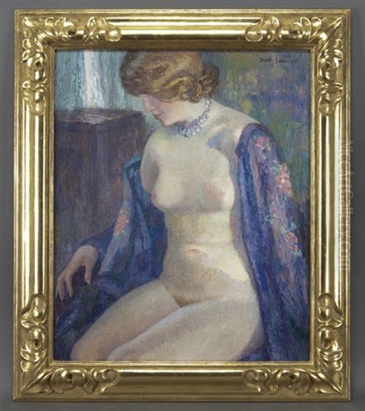 Nude In An Interior Oil Painting by Sigurd Skou