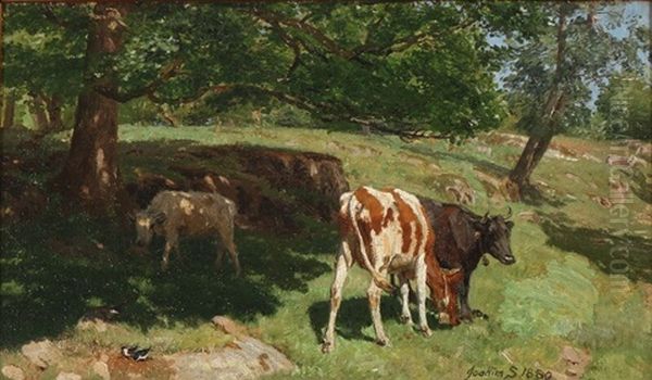 Koer Paa En Klippe I Halland Oil Painting by Joakim Frederik Skovgaard