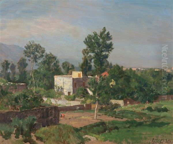 A Southern Landscape Oil Painting by Joakim Frederik Skovgaard