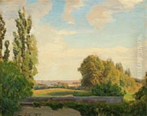 Landscape With Threes At A Lake Oil Painting by Joakim Frederik Skovgaard