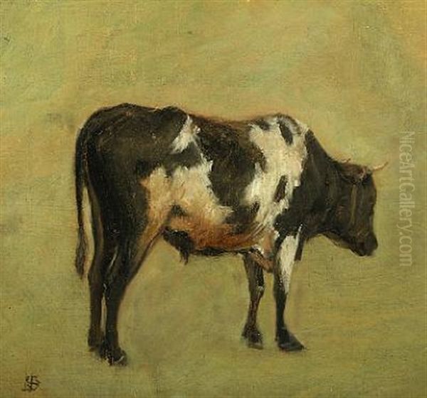 Study Of A Cow Oil Painting by Niels Kristian Skovgaard