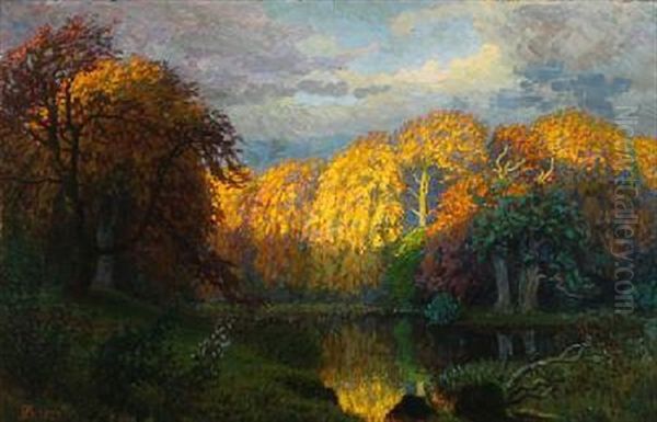 Autumn Forest Oil Painting by Niels Kristian Skovgaard