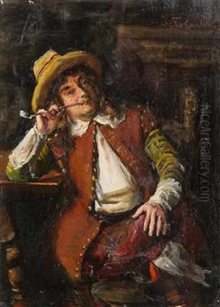 Smoker With A Pipe Oil Painting by Jan Skramlik