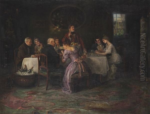 The Wedding Feast Oil Painting by Jan Skramlik