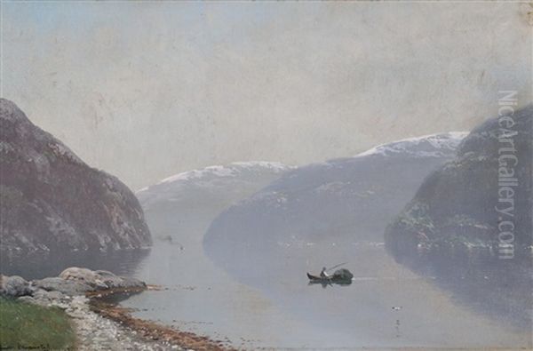 Vestlandsfjord Oil Painting by Ludvig Skramstad