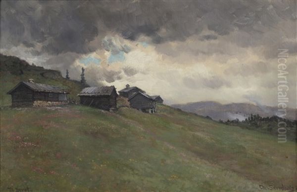 Fjellgard Oil Painting by Christian Eriksen Skredsvig