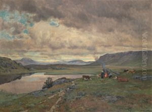 Rast I Hoyfjellet Oil Painting by Christian Eriksen Skredsvig