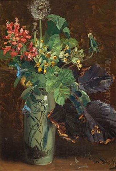 Blomster I Vase Oil Painting by Christian Eriksen Skredsvig