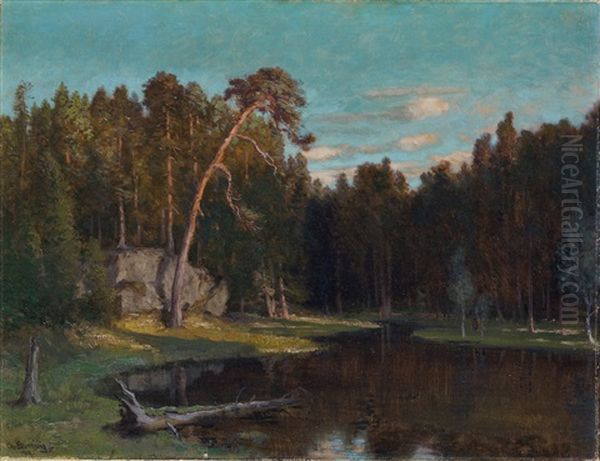 Landschaft Im Abendlicht, Norwegen Oil Painting by Christian Eriksen Skredsvig