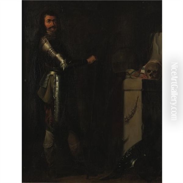 Portrait Of A Gentleman In Armour Oil Painting by Karel Slabbaert