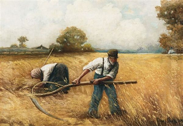 Pioneer Reapers Oil Painting by Crawford Slack