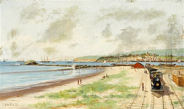 Pacific Terminus, Los Angeles Terminal Railway, San Pedro Oil Painting by Albert Horatio Slade