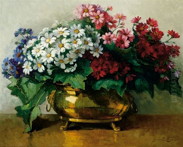 Still Life Of Flowers Oil Painting by Jeannette Slager