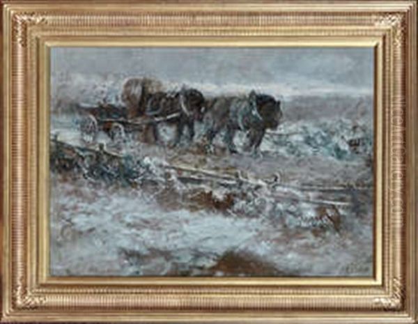 Caught In A Blizzard Oil Painting by John Falconar Slater