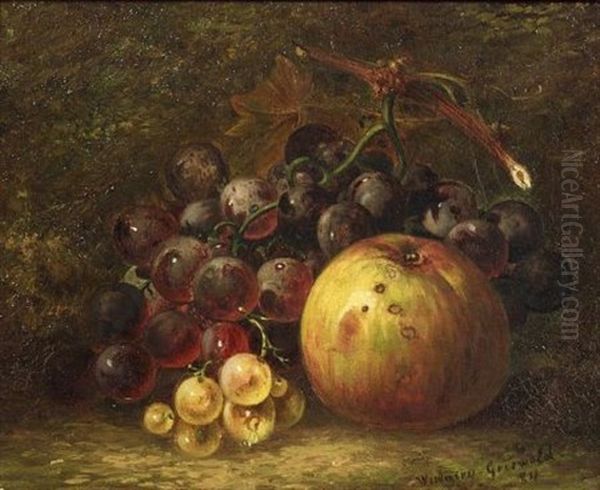 Still Life With Grapes And Apples Oil Painting by Julia Cornelia Widgery Griswald Slaughter