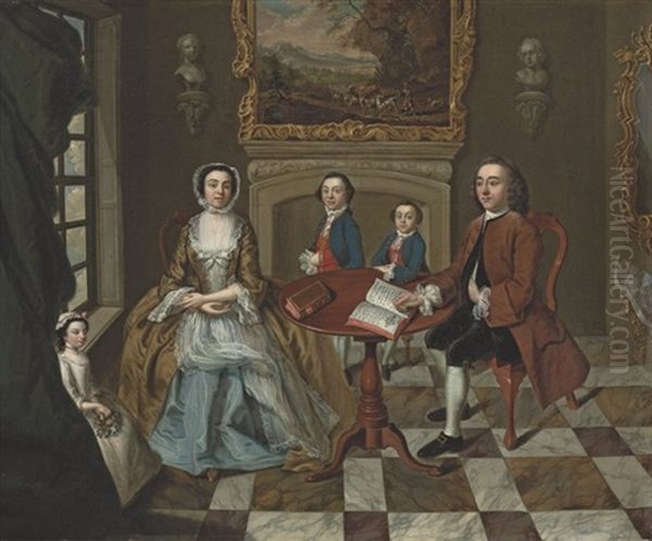 A Group Portrait Of A Family (roubel Family?) Oil Painting by Stephen Slaughter