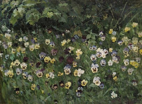 Pansies Oil Painting by Antonin Slavicek