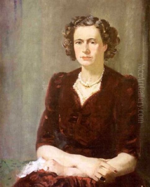 Portrait Of Mrs. Mary Wilson (nee Babington) Oil Painting by James Sinton Sleator