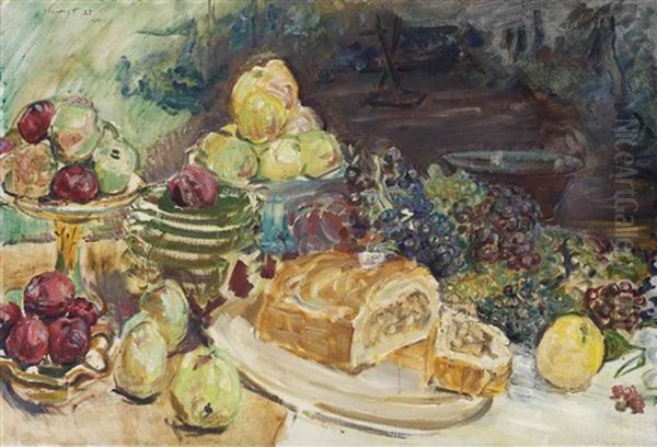 Pastete Und Fruchte Oil Painting by Max Slevogt