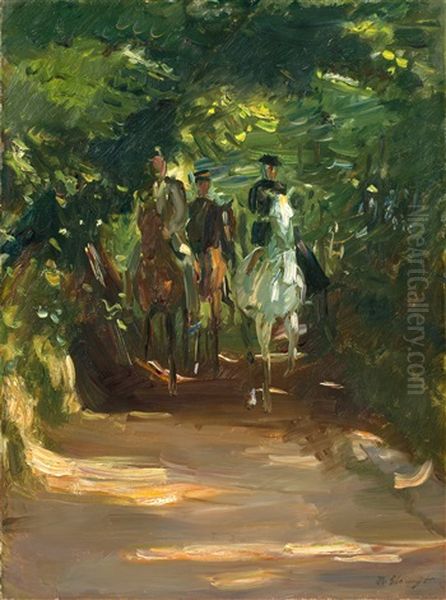 Reitergruppe Im Wald Oil Painting by Max Slevogt