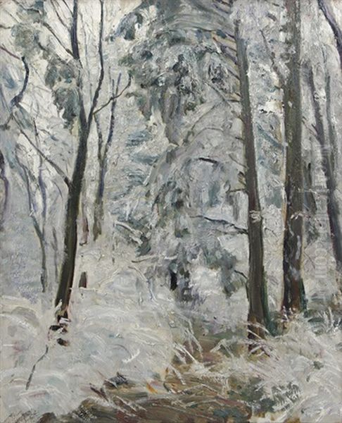 Verschneiter Waldweg Oil Painting by Max Slevogt