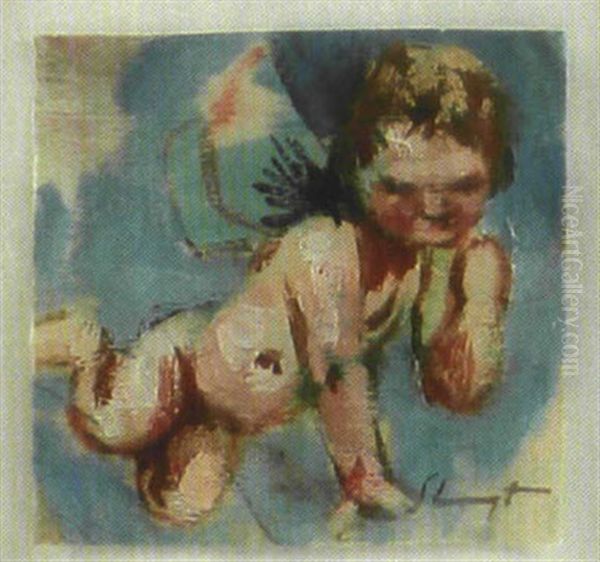 Fliegender Putto (sketch) Oil Painting by Max Slevogt