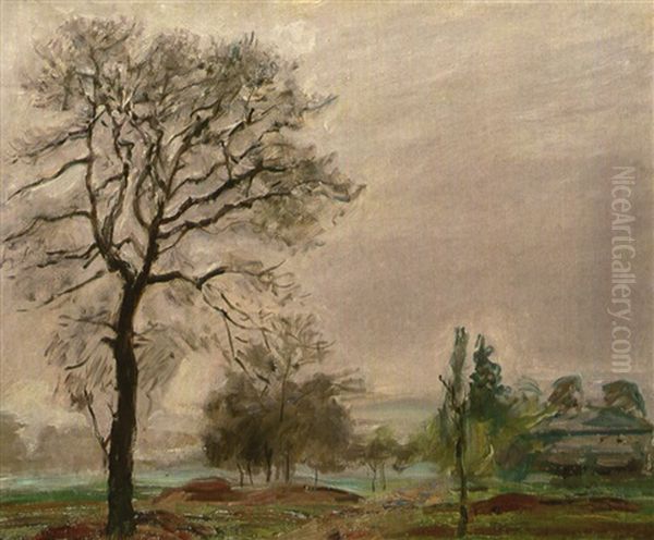 Blick Auf Die Villa In Godramstein Bei Novembernebel Oil Painting by Max Slevogt