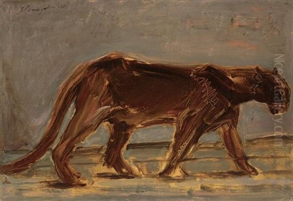 Gehender Schwarzer Panther Oil Painting by Max Slevogt