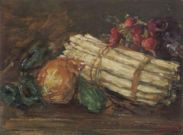 Stilleben Mit Spargel Und Radieschen Oil Painting by Max Slevogt