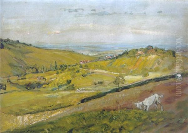 Pfalzlandschaft Mit Ziegen Oil Painting by Max Slevogt