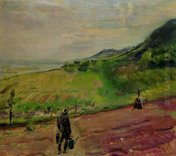 Landschaft Bei Neukastel Mit Einem Bauernpaar Oil Painting by Max Slevogt