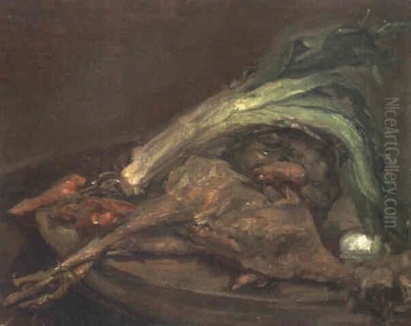 Stilleben Mit Lauch Und Huhn Oil Painting by Max Slevogt