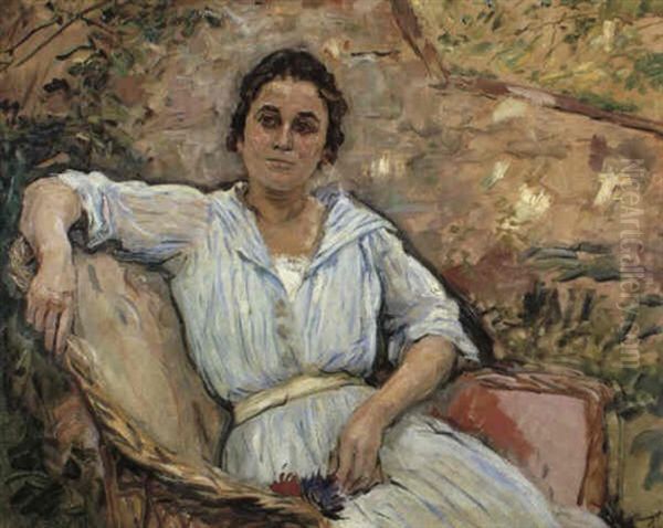 Sitzende Junge Frau Im Garten- Ilse Joseph Oil Painting by Max Slevogt