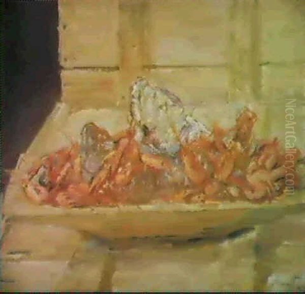 Grosses Crevetten-stilleben Oil Painting by Max Slevogt