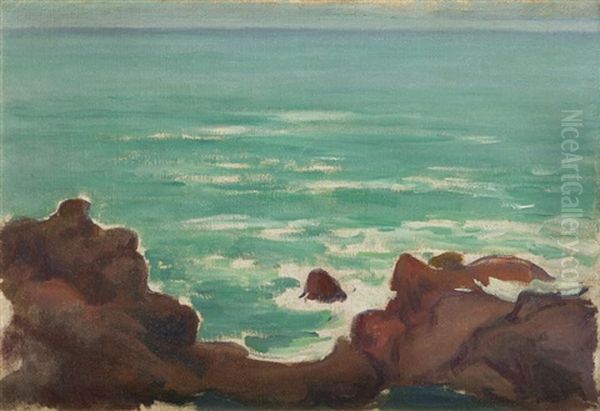 Seashore Oil Painting by Wladyslaw Slewinski