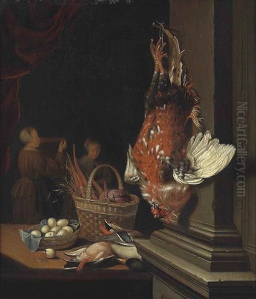 A Kitchen Interior With Poultry Oil Painting by Pieter Cornelisz van Slingeland