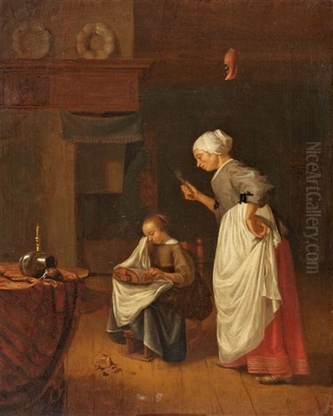 Die Kleine Spitzenklopplerin Oil Painting by Pieter Cornelisz van Slingeland